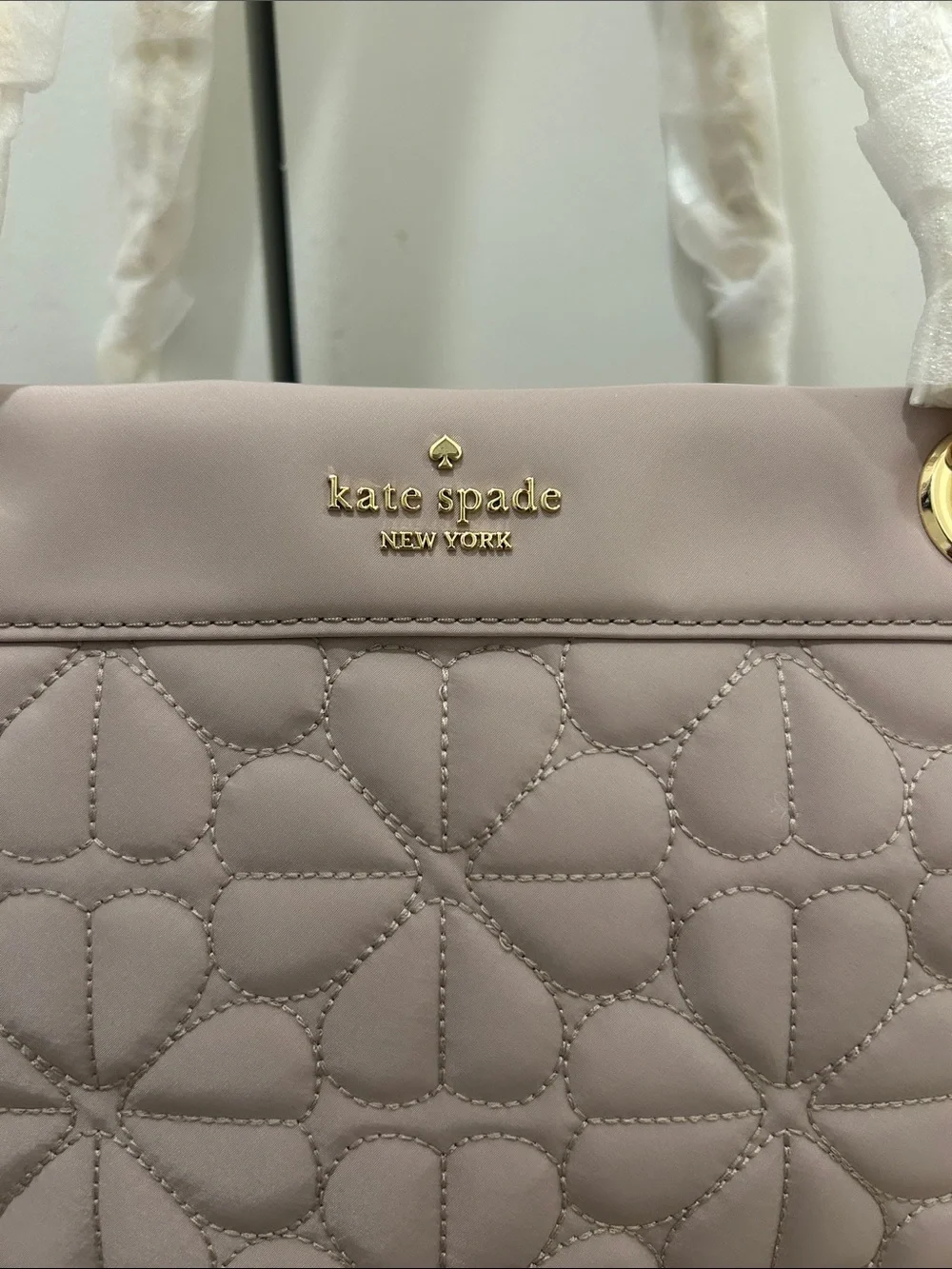 Kate Spade (NWT) Spade Flower Quilted Fabric XL Tote in Cozy Grey